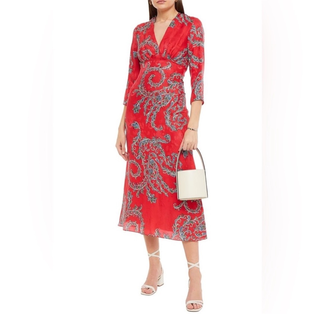 Sandro Red Paisley Midi Dress
